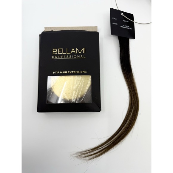 Bellami Keratin I-Tip Hair Extensions 24" Off Black Mocha Cream Rooted Straight - Picture 1 of 6